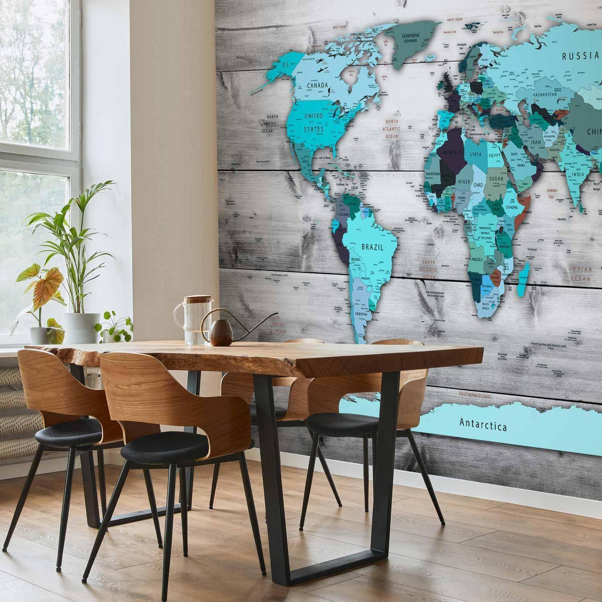 Fototapete - World Map: Blue Continents