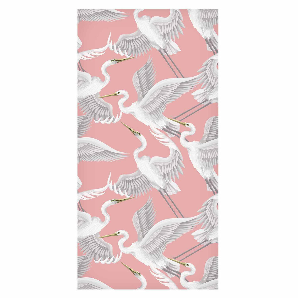 Tapete - Pastel birds – a delicate pattern of white and grey herons on a light pink background