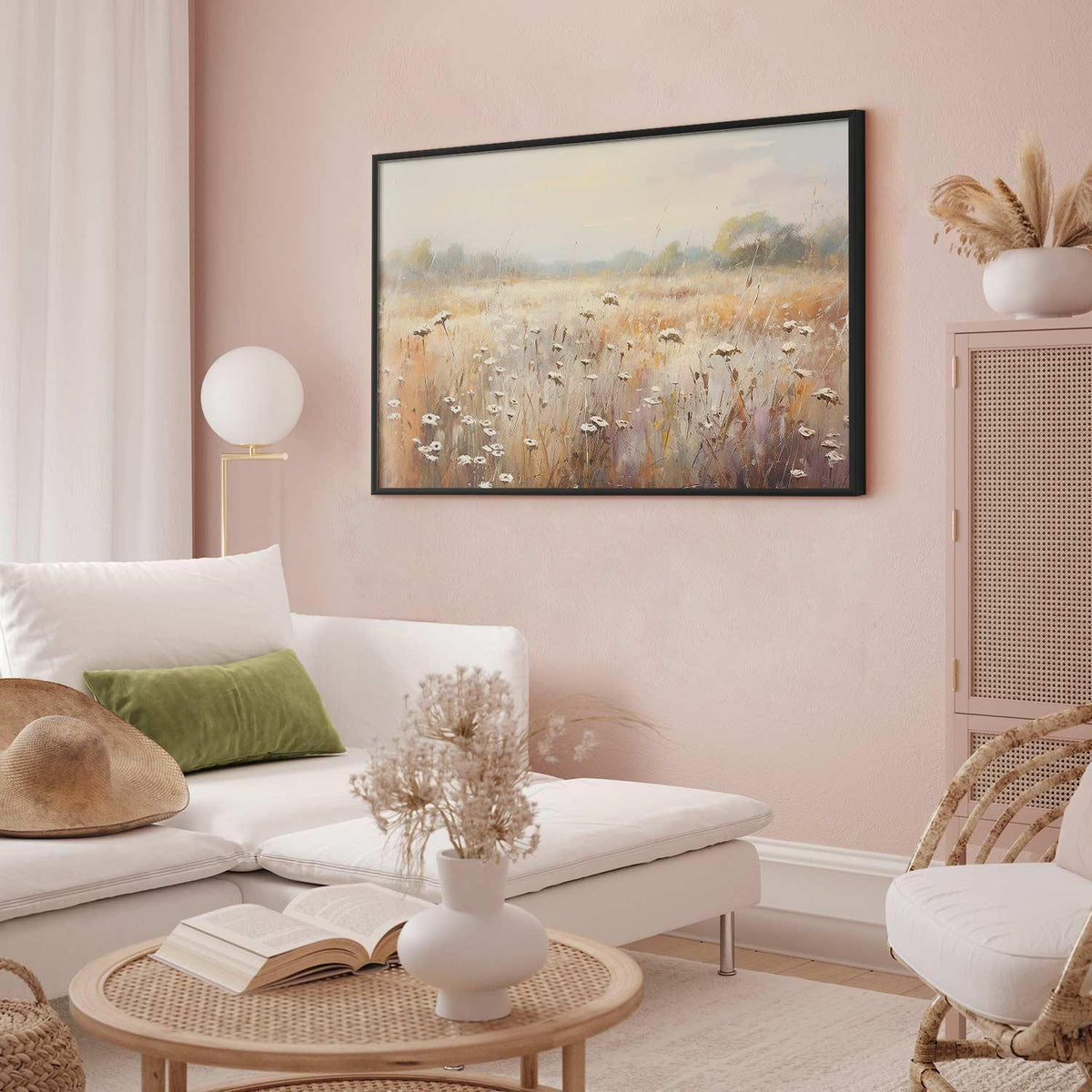 Poster - Impressionist meadow – field landscape in a pastel colour palette