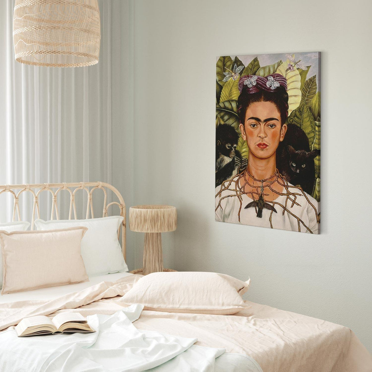 Leinwandbild - Frida Kahlo – Self-Portrait with Thorn Necklace and Hummingbird