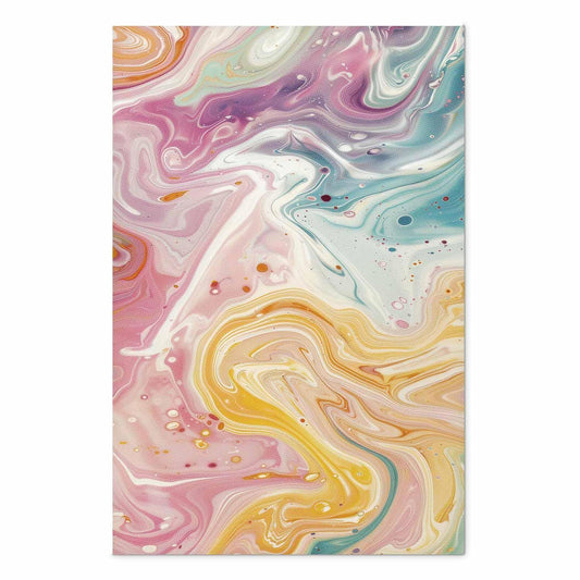 Poster - Colorful Chaos - dynamic shapes in shades of pink, yellow, and blue
