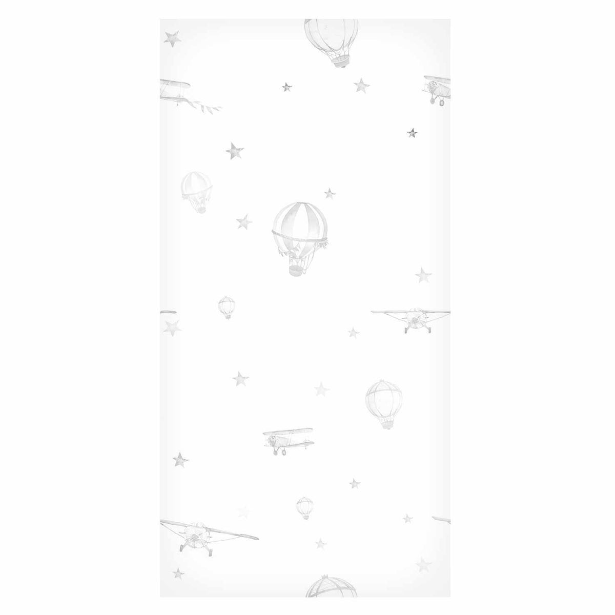 Tapete - Watercolor - Airplanes and balloons painted on a white sky background