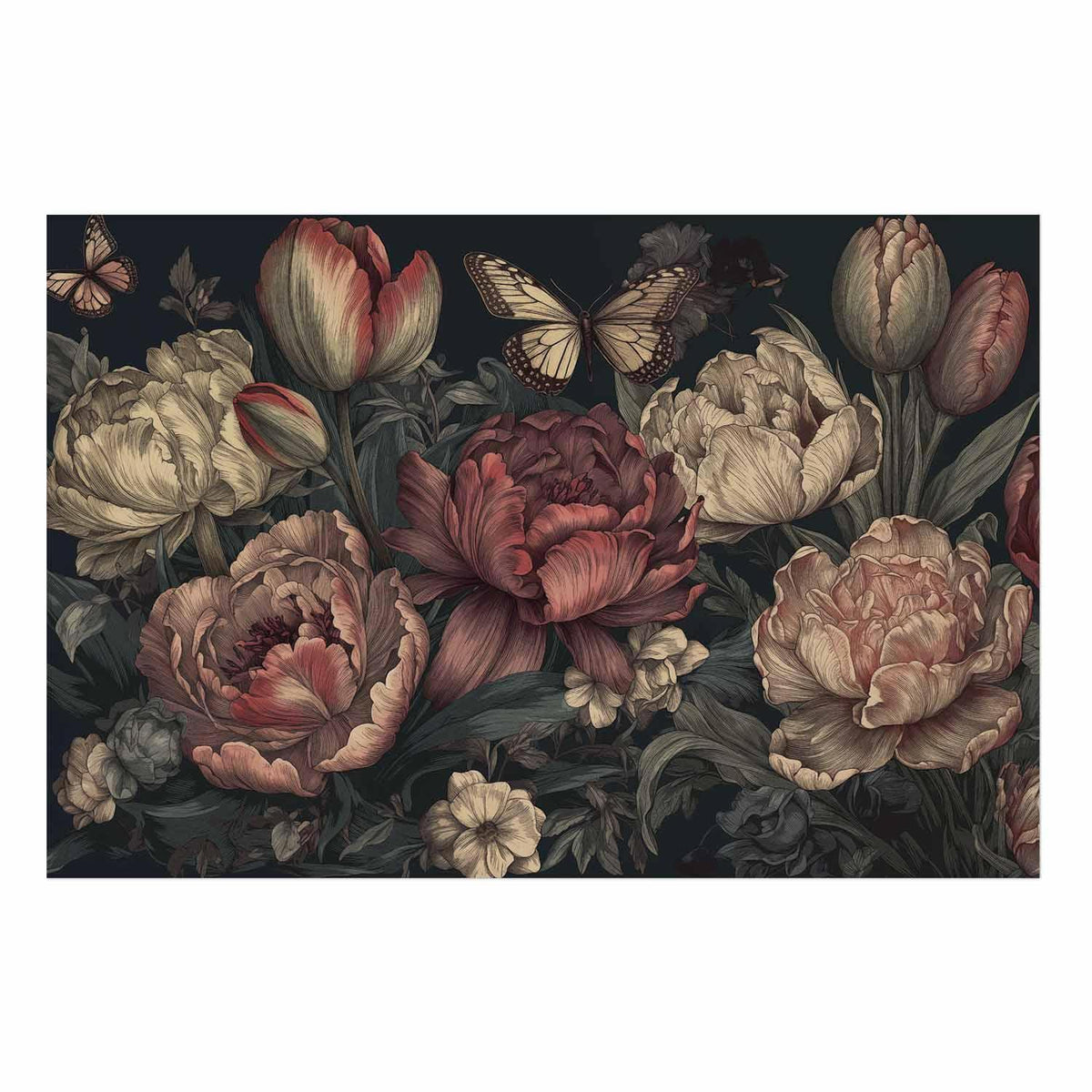 Poster - Flowers on a Turquoise Background