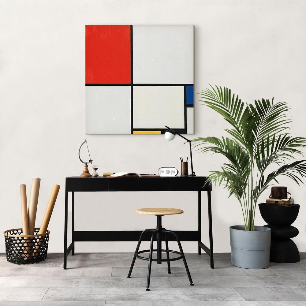 Leinwandbild - Piet Mondrian – Composition No III, with red, blue, yellow and black