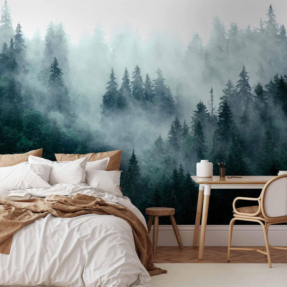 Fototapete - Mountain Forest (Dark Green)