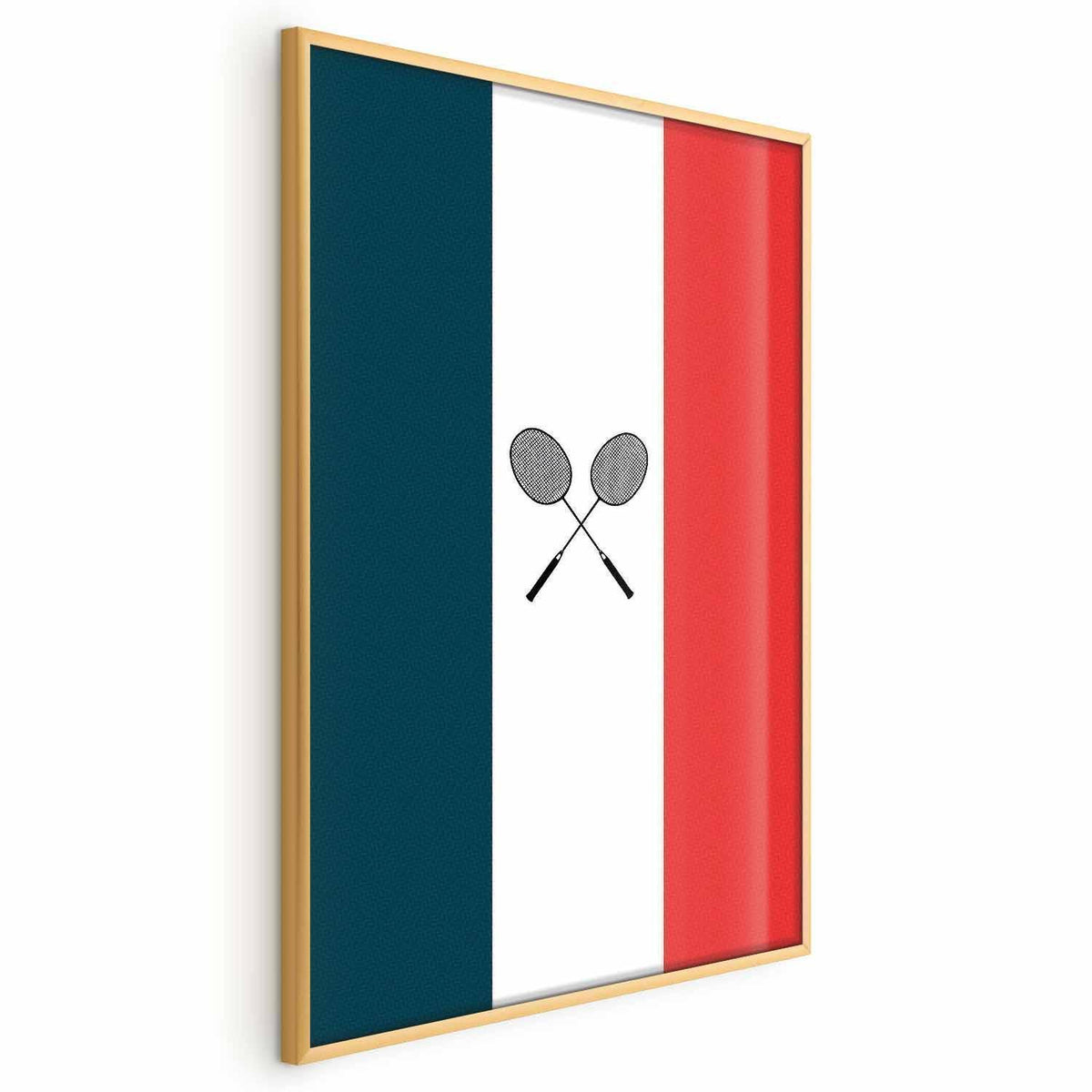 Poster - French Flags and Black Badminton Rackets