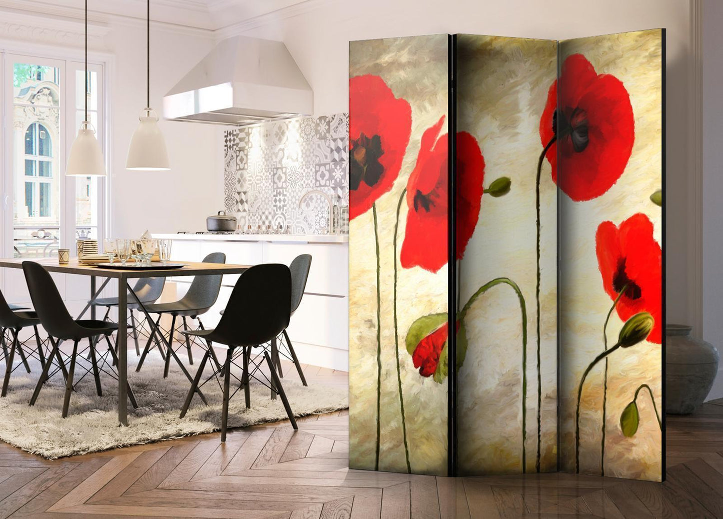 Paravent - Golden Field of Poppies Artgeist
