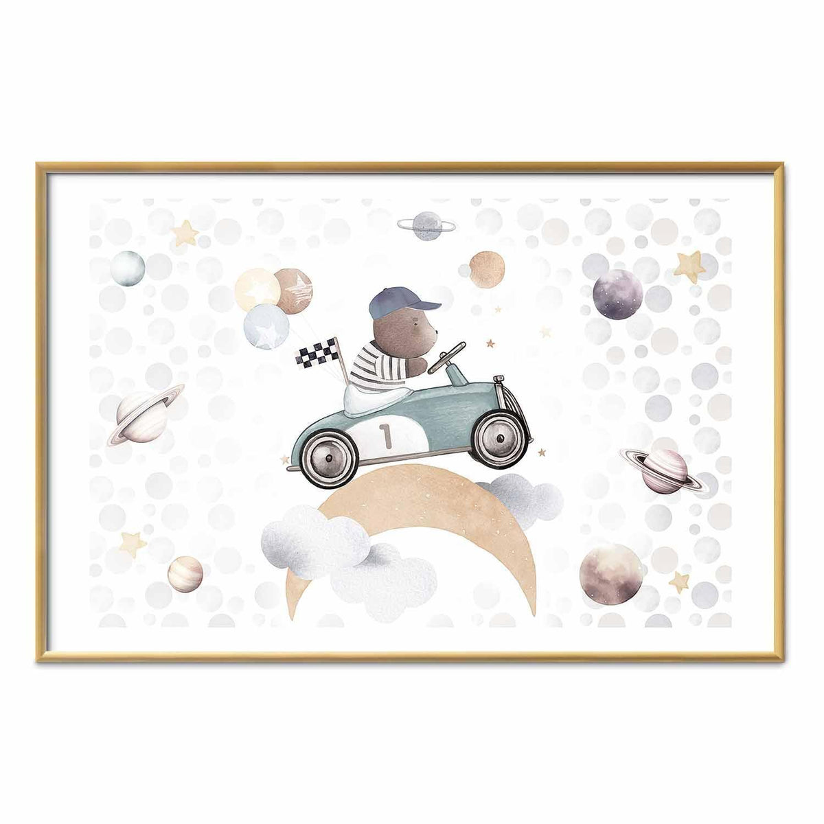 Poster - Bear in a Race Car