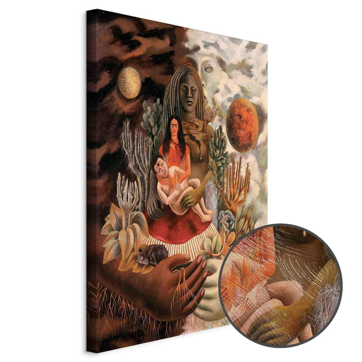 Leinwandbild - Frida Kahlo – The Love Embrace of the Universe, the Earth (Mexico), Myself, Diego, and Señor Xolotl
