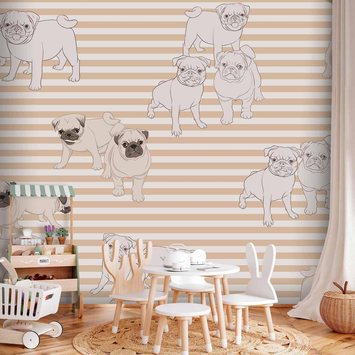Fototapete Playful Dogs – Verspielte Hunde für fröhliche Räume