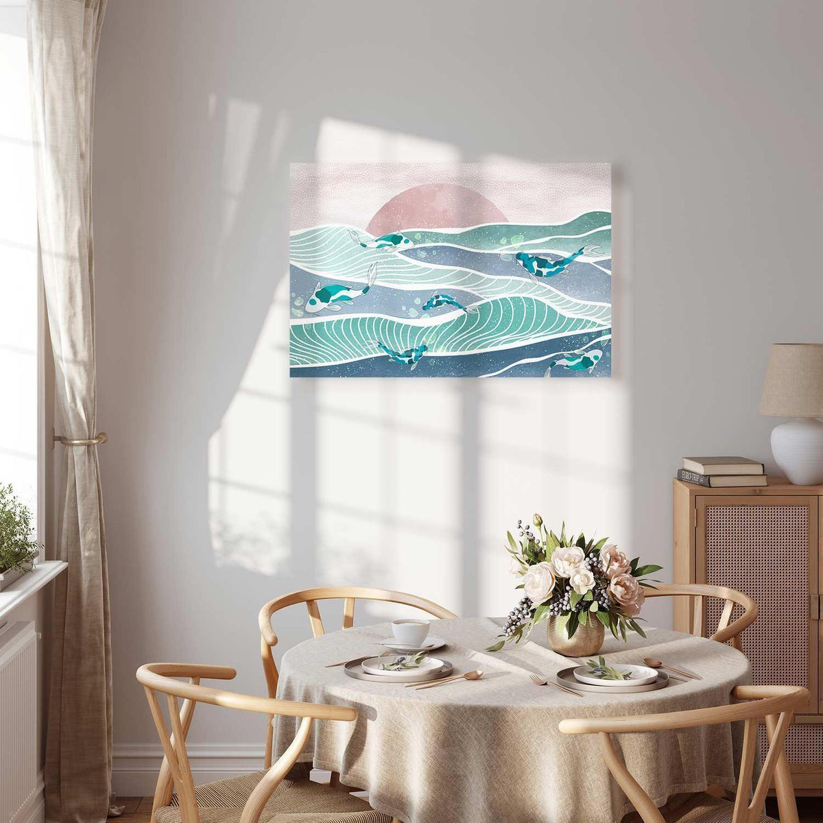 Leinwandbild - Fish on the waves