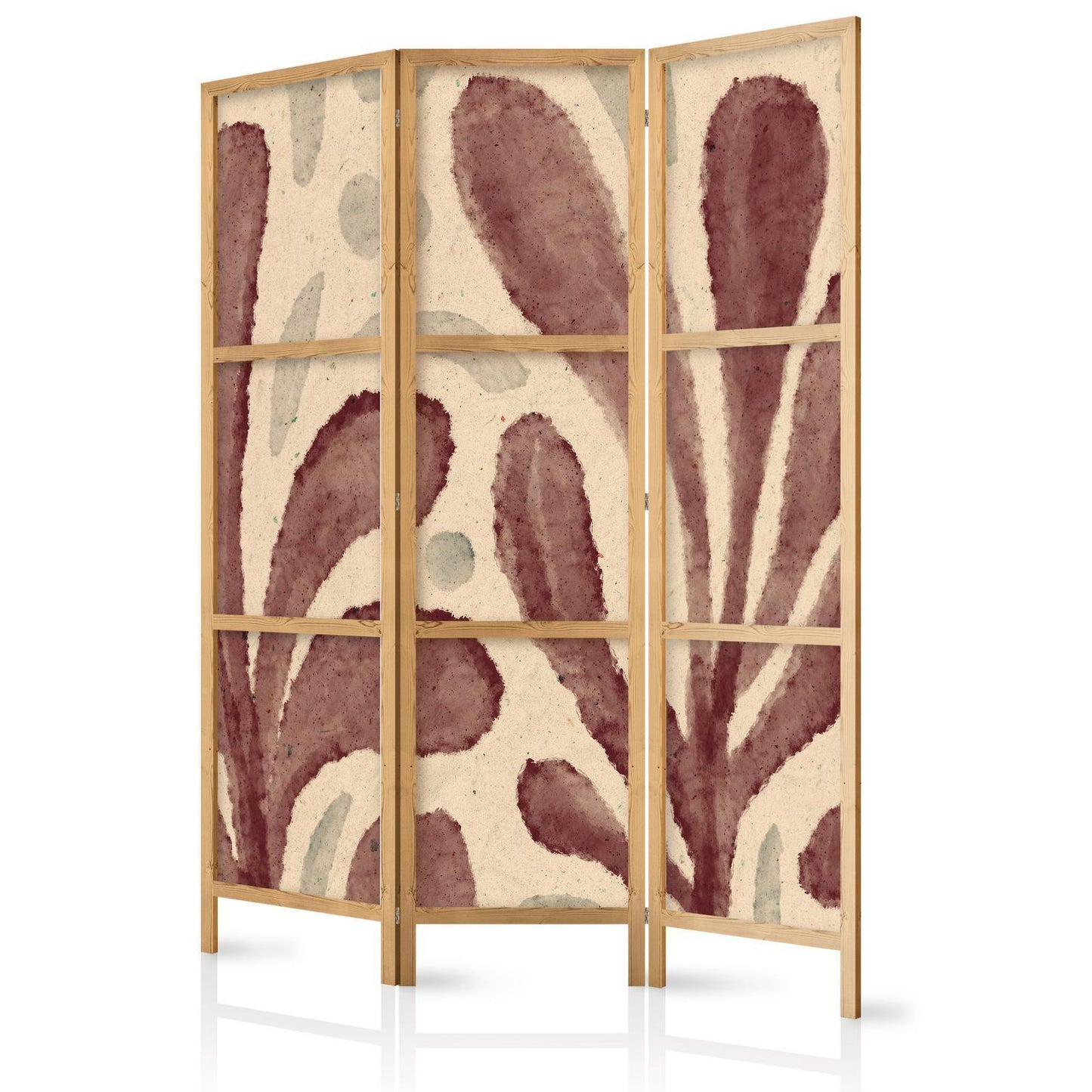 Japanischer Paravent - Waving Leaves - Irregular Plant Shapes in the Style of Matisse Artgeist