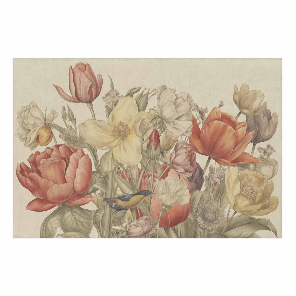 Poster - Flower Bouquet on a Cream Background