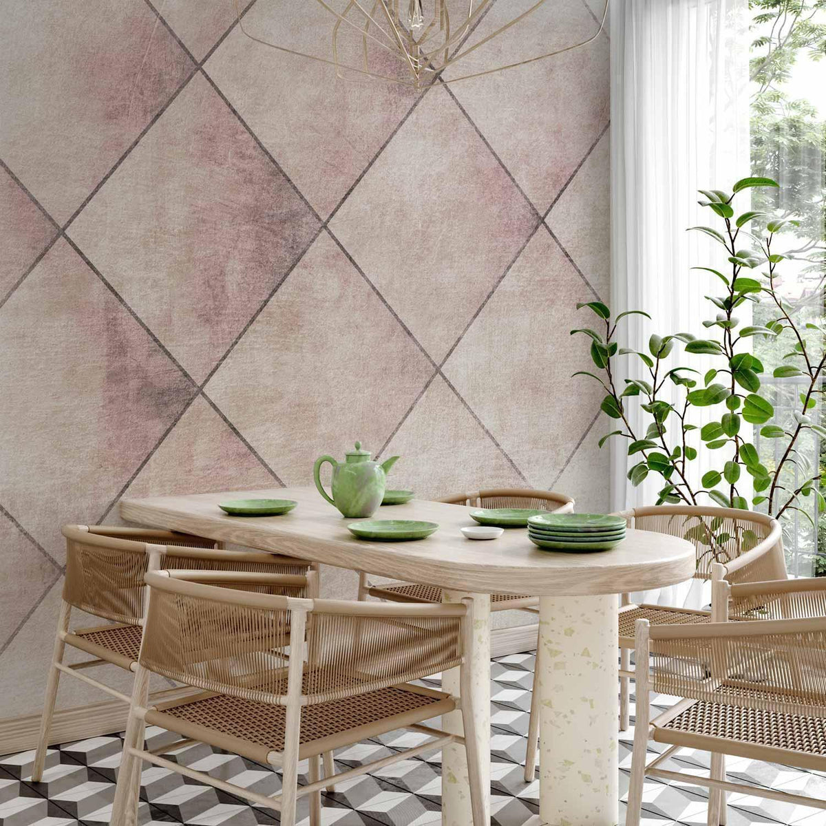 Fototapete - Perfect cuts - geometric symmetrical tiled pattern with pattern