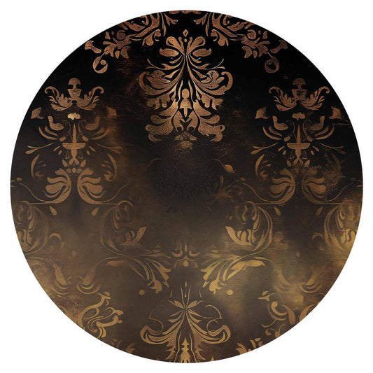 Runde Fototapete - Dark baroque patterns with gold accents