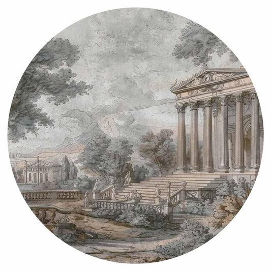 Runde Fototapete - Temple on a hill - Greek architecture in subdued colours