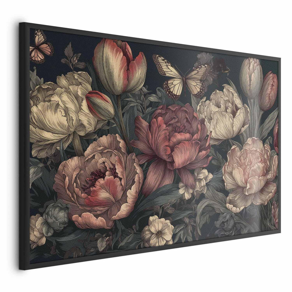 Poster - Flowers on a Turquoise Background