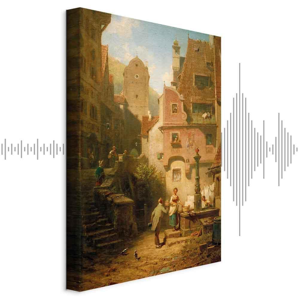 Leinwandbild - Carl Spitzweg – Well-Wisher Presenting Flowers