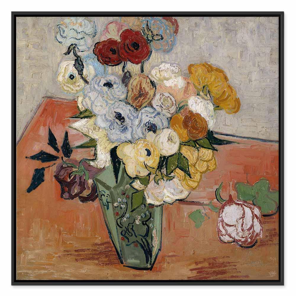 Leinwandbild - Vincent Van Gogh – Stilllife with Japanese vase, roses and anemones