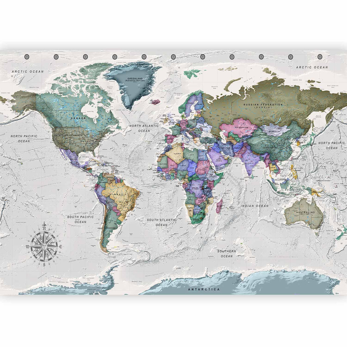 Fototapete - Geography study - world map with signed countries in English