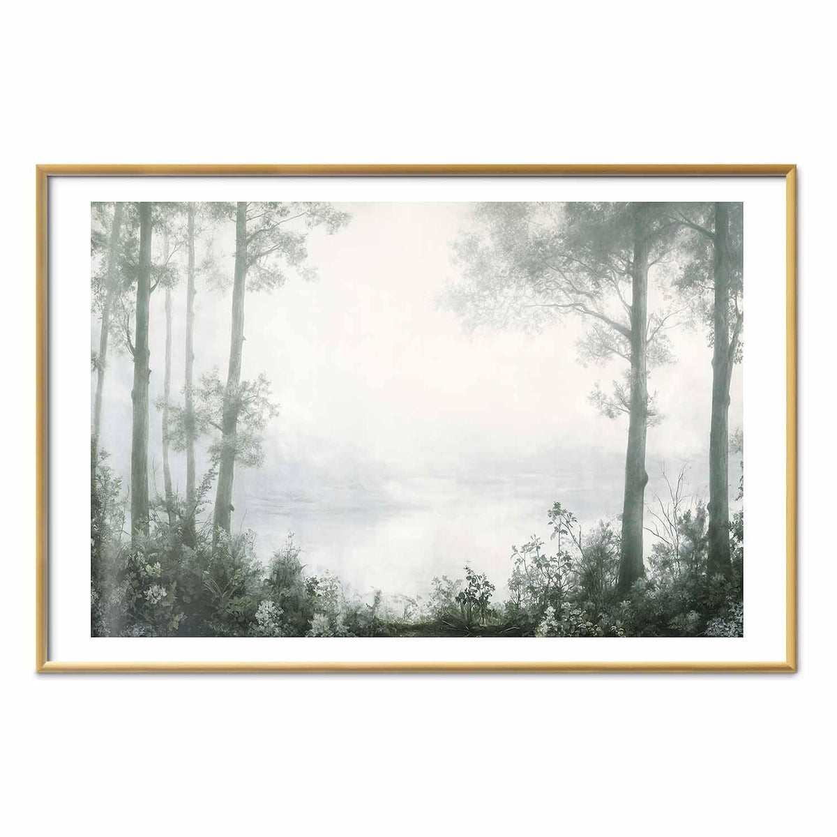 Poster - Forest and Pond in Patinated Green