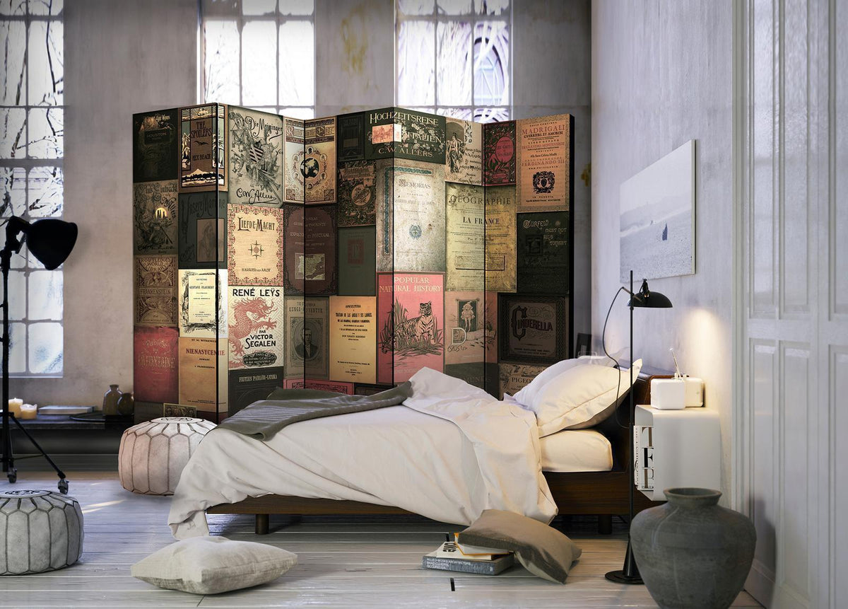 Paravent Bücher des Paradieses – Literarischer Raumteiler mit Bücherregal-Motiv
