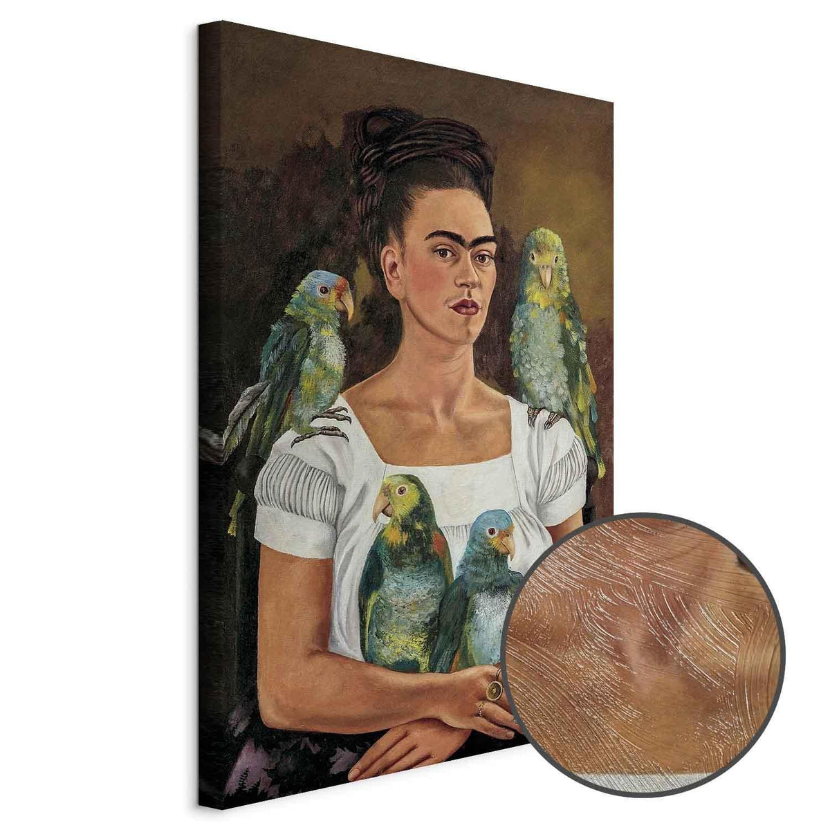 Leinwandbild - Frida Kahlo – Me and My Parrots
