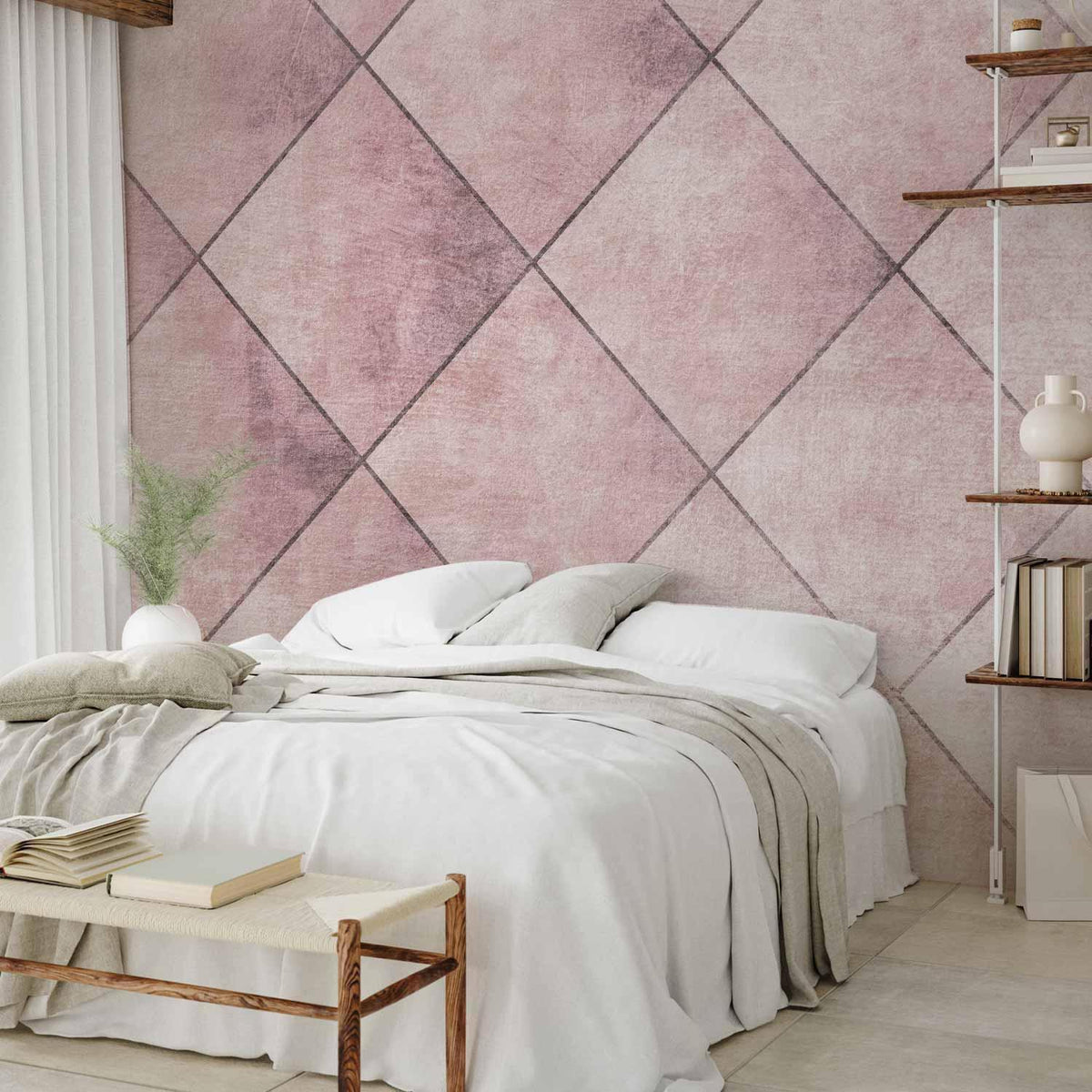 Fototapete - Perfect cuts - uniform geometric pattern in tiled pattern with pattern