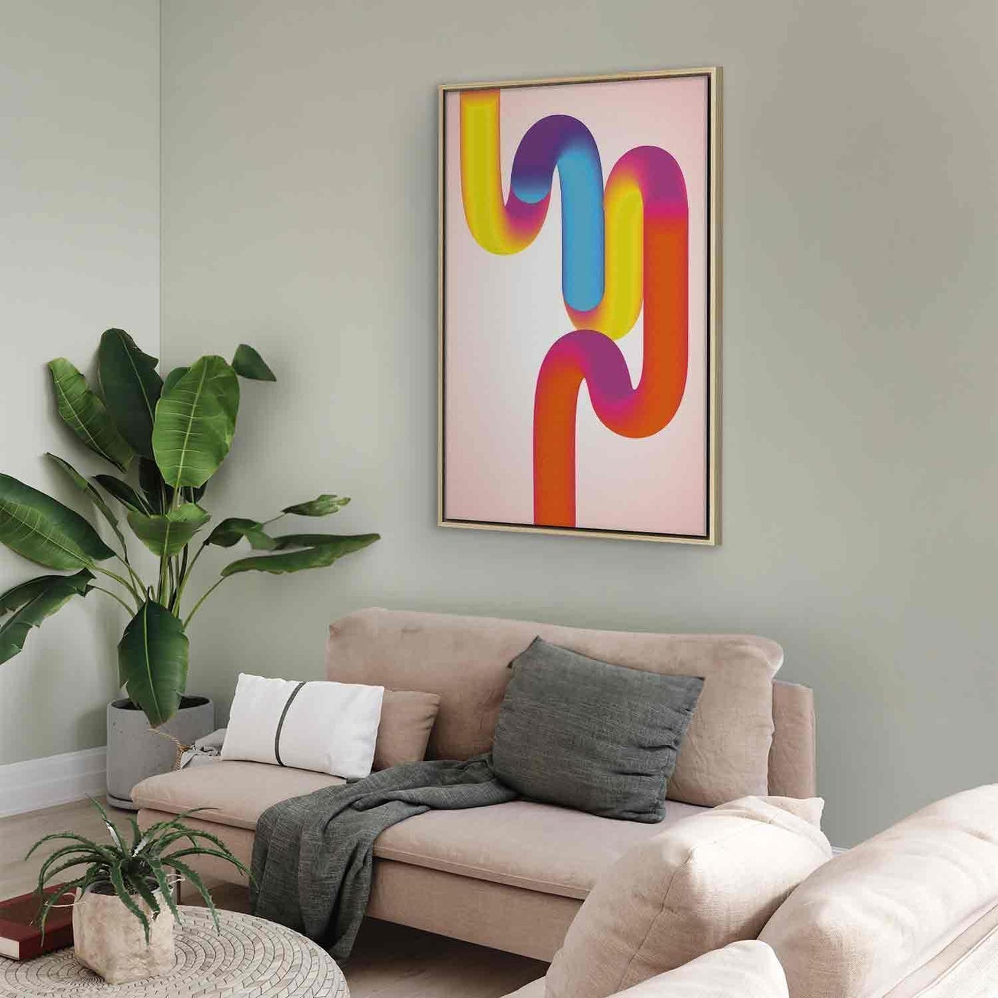 Leinwandbild - Colorful Turns - Dynamic Composition in Shades of Yellow Pink and Blue Artgeist