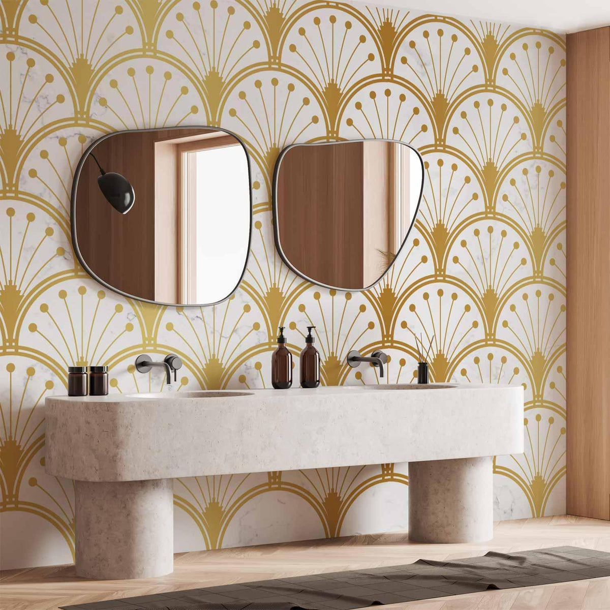 Fototapete - Gold and Marble Art Deco-inspired Pattern