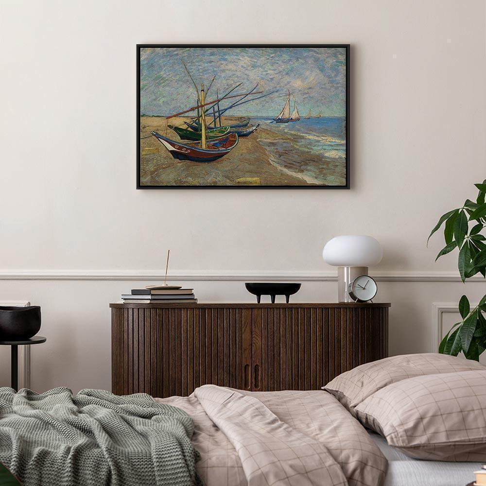 Leinwandbild - Vincent van Gogh – Fishing Boats on the Beach