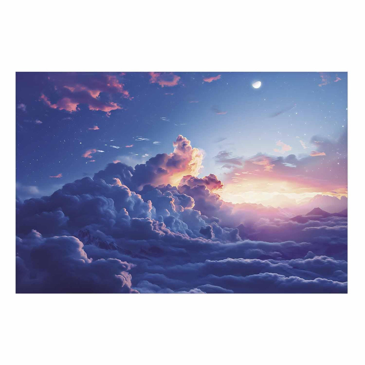 Poster - Night Concert in the Mountains: Clouds Illuminated by the Last Rays of the Sun