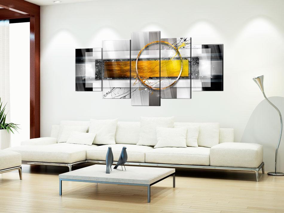 Wandbild Goldener Impuls – 5-teiliges Acrylglasbild in Gold und Schwarz