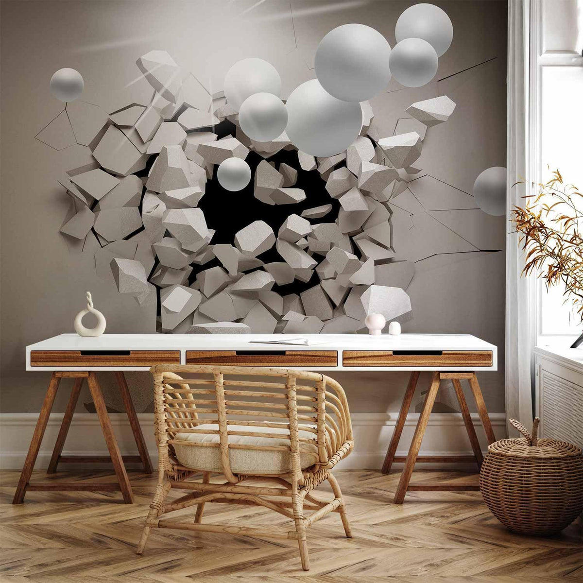 Fototapete 3D Abstrakt – Leuchtende Strahlen in modernem Design