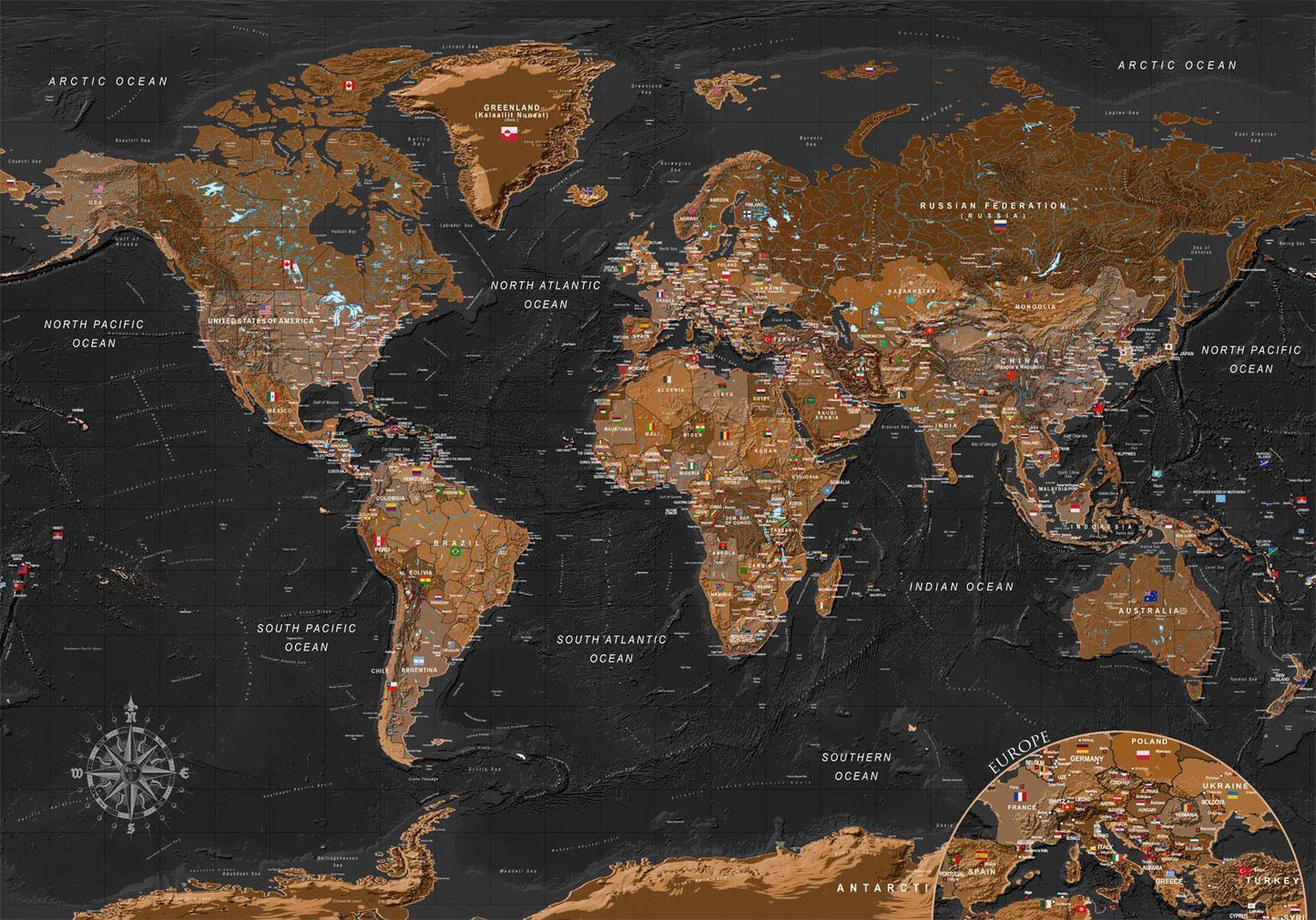 Fototapete - World: Stylish Map Artgeist