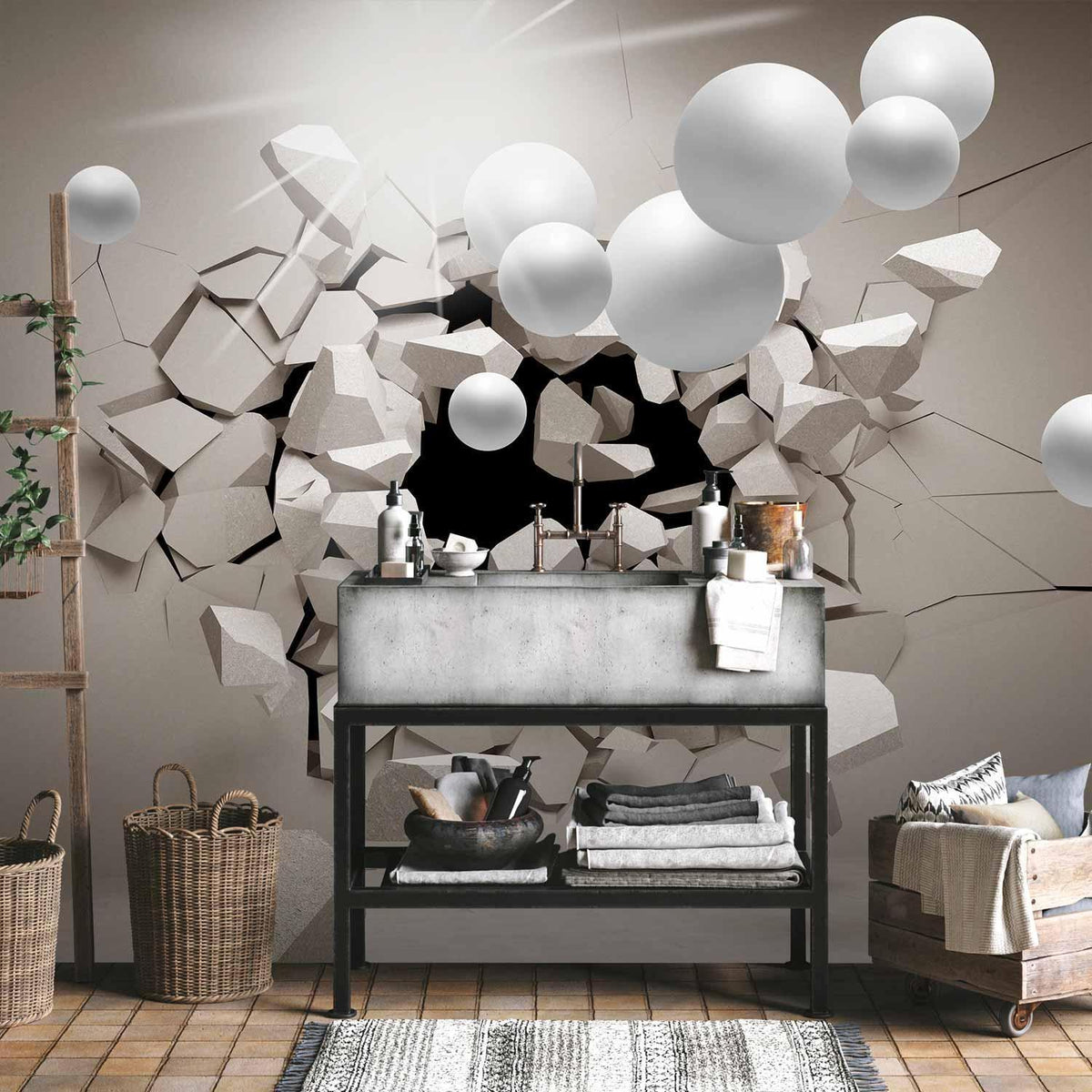 Fototapete 3D Abstrakt – Leuchtende Strahlen in modernem Design