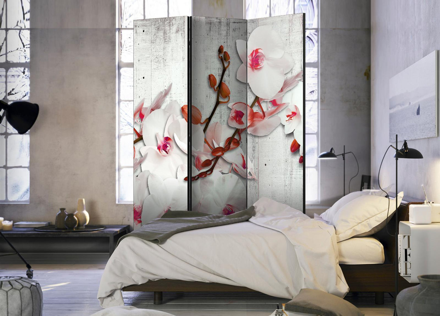 Paravent - Concrete Orchid Artgeist