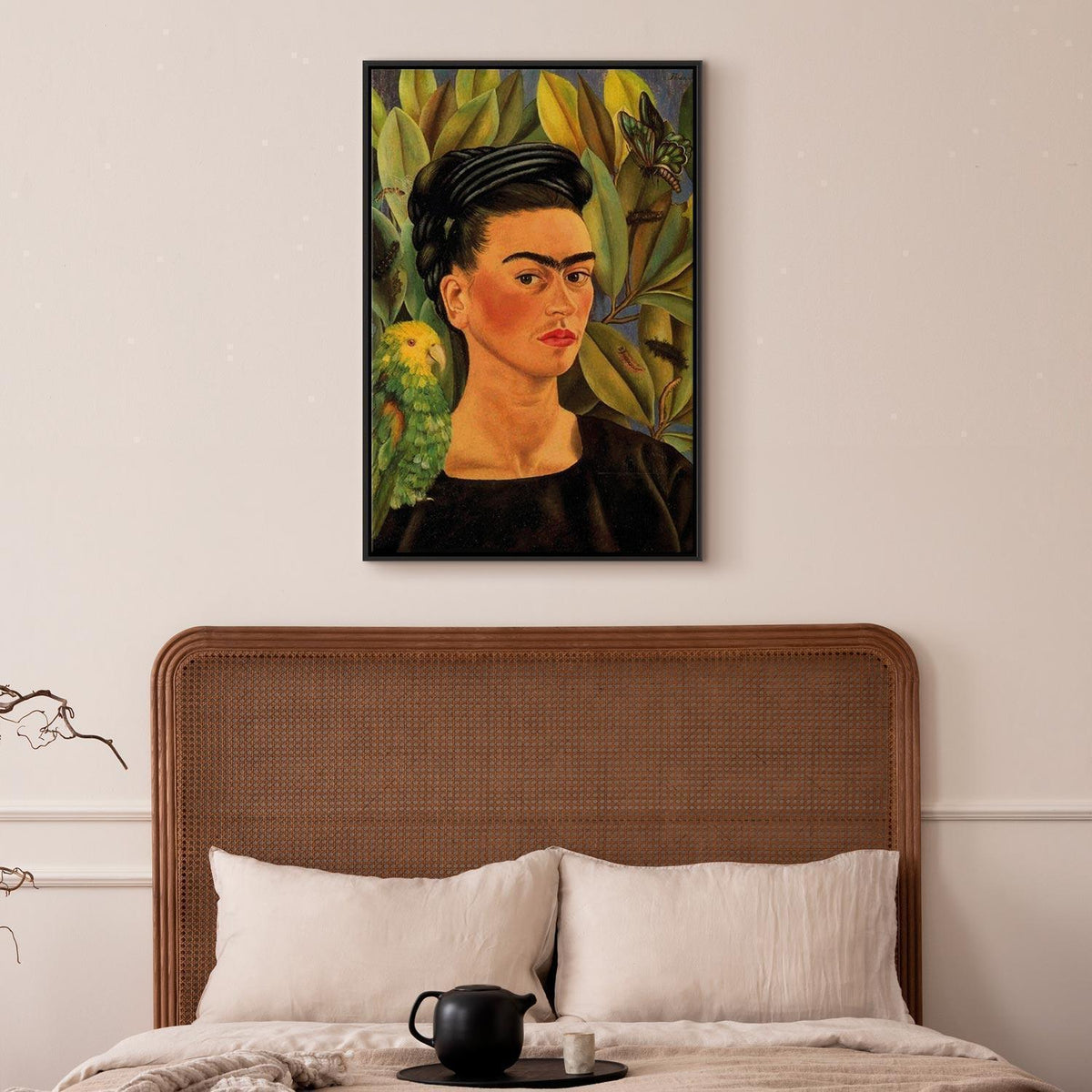 Leinwandbild - Frida Kahlo – Self-Portrait with Bonito