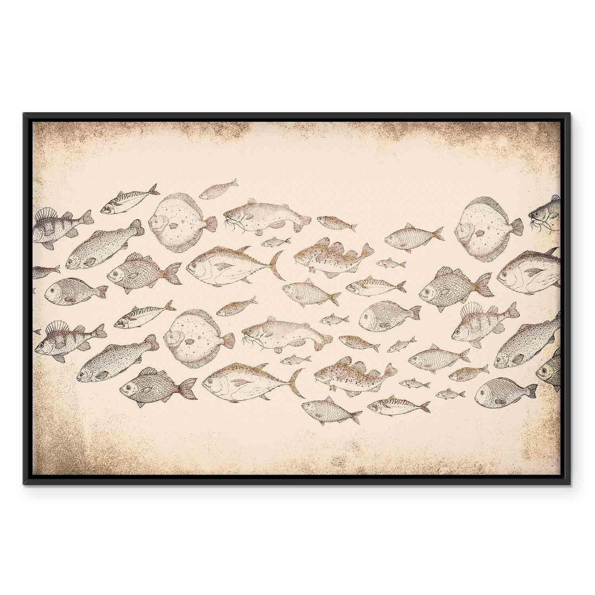 Leinwandbild Fische Japandi-Stil – Minimalistische Wandkunst