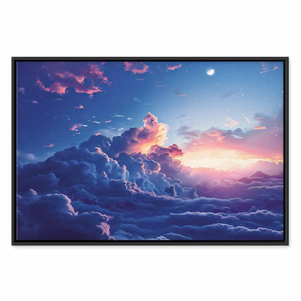 Leinwandbild - Night Concert in the Mountains: Clouds Illuminated by the Last Rays of the Sun