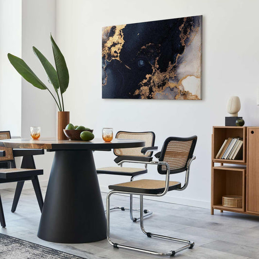 Leinwandbild - Marble and navy blue – abstract textured pattern inspired by the starry sky