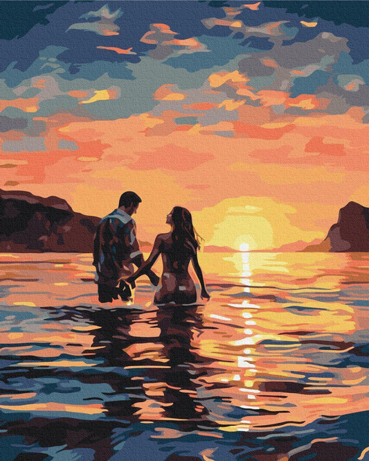 Malen nach Zahlen - Lovers at sunrise