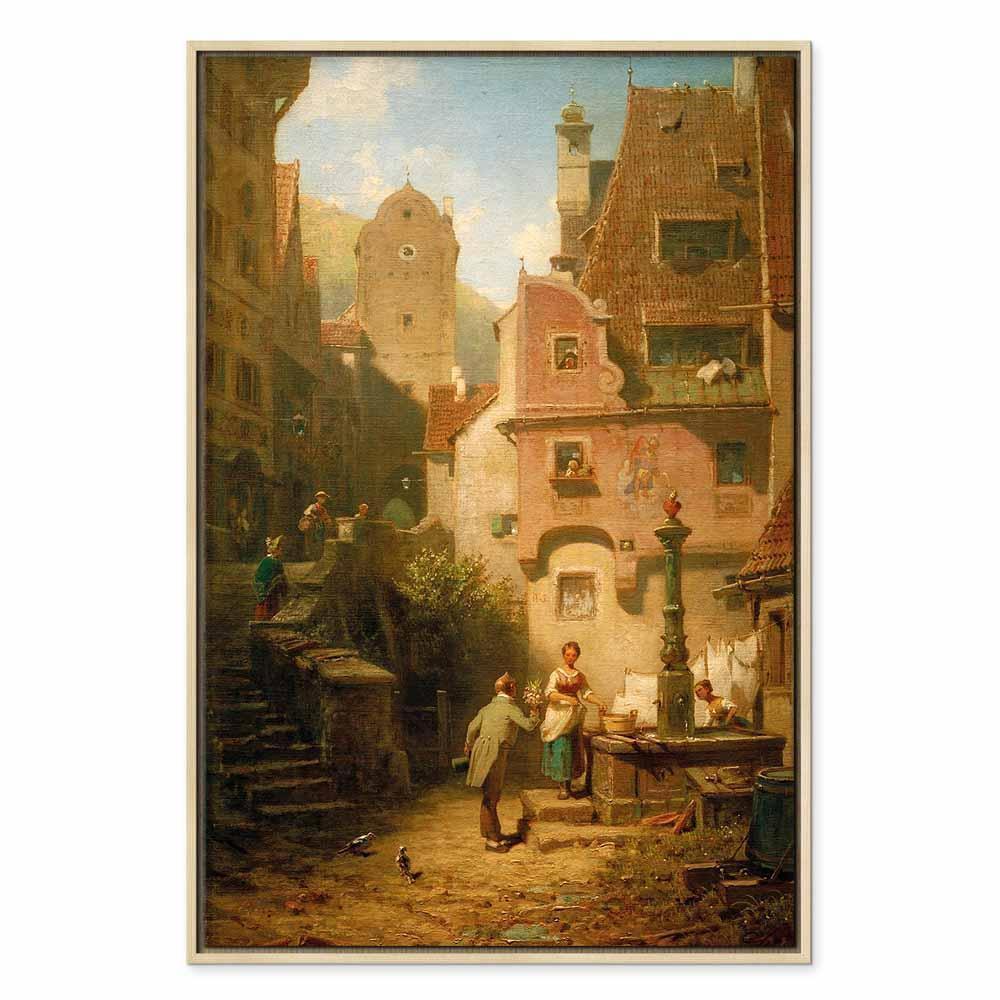 Leinwandbild - Carl Spitzweg – Well-Wisher Presenting Flowers