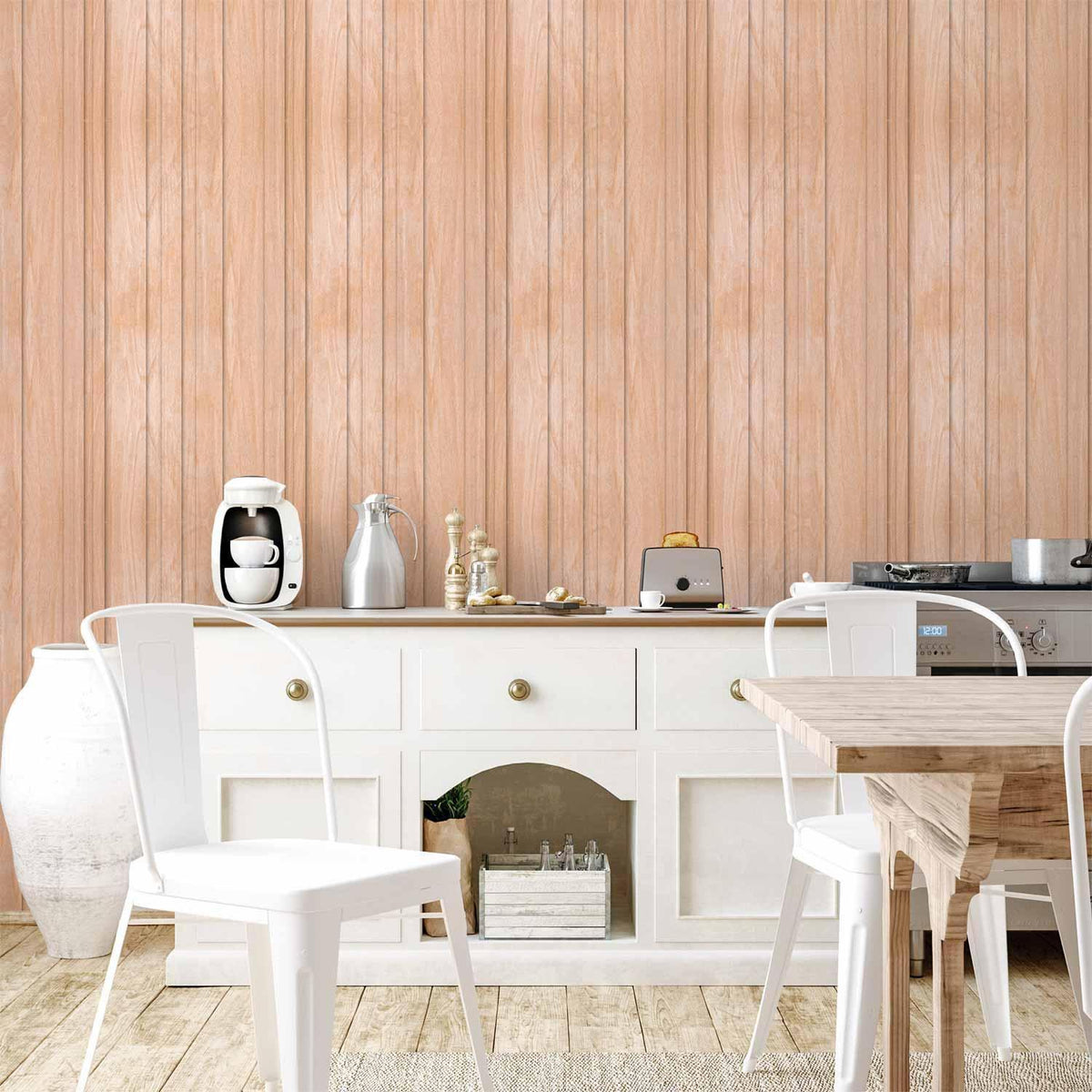 Tapete - Light Wood - Vertical panels in a warm beige shade