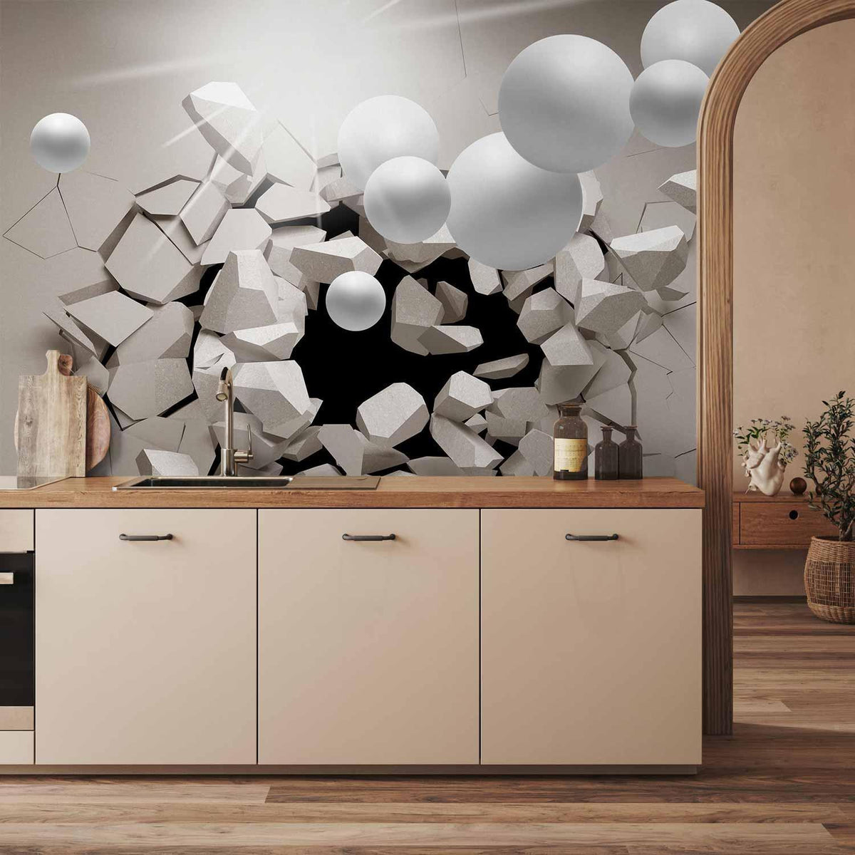 Fototapete 3D Abstrakt – Leuchtende Strahlen in modernem Design