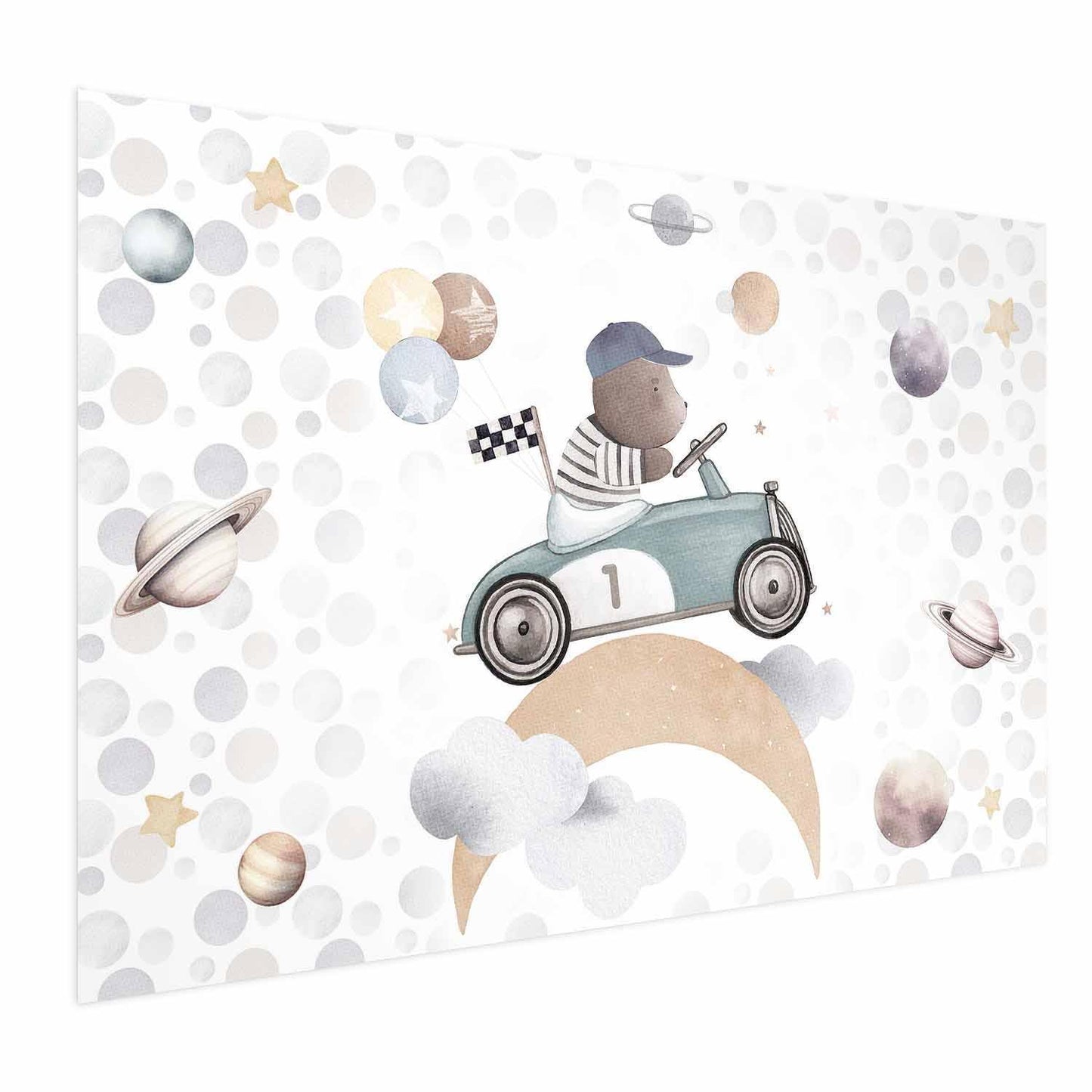 Poster - Bear in a Race Car Artgeist