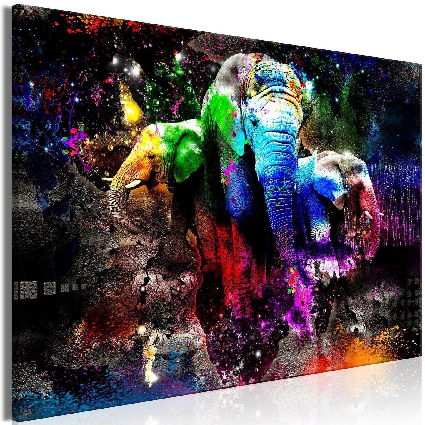 Leinwandbild - Colorful Elephants (1 Part) Wide Artgeist