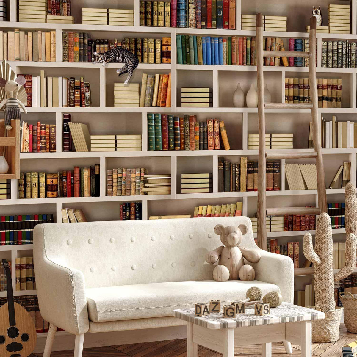 Fototapete Bücherregal – Vintage Bibliothek mit antiken Büchern