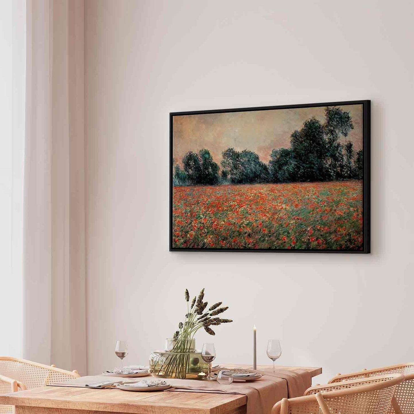 Leinwandbild - Field with wild Poppies (Claude Monet) Artgeist
