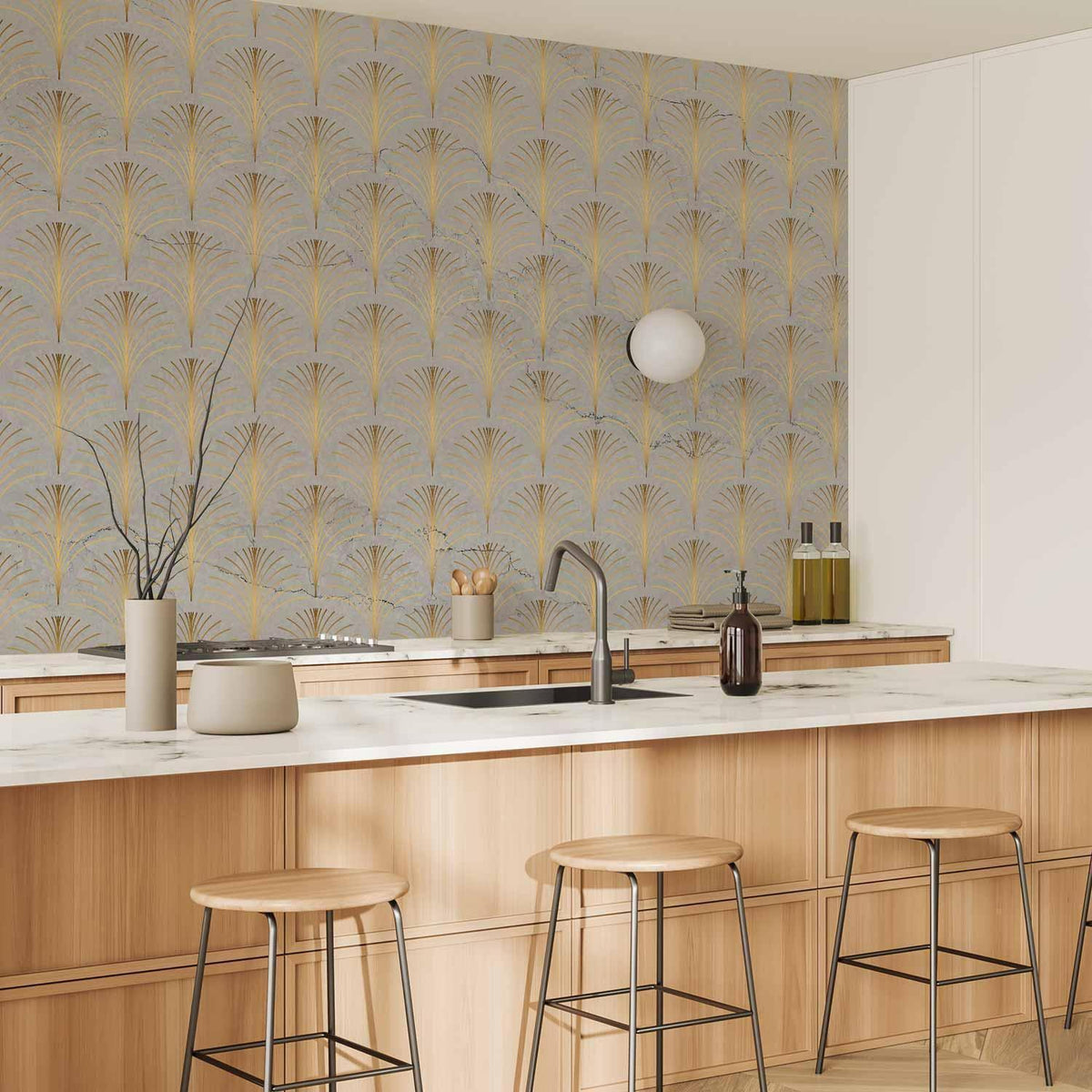 Fototapete - Linear Pattern With Gold